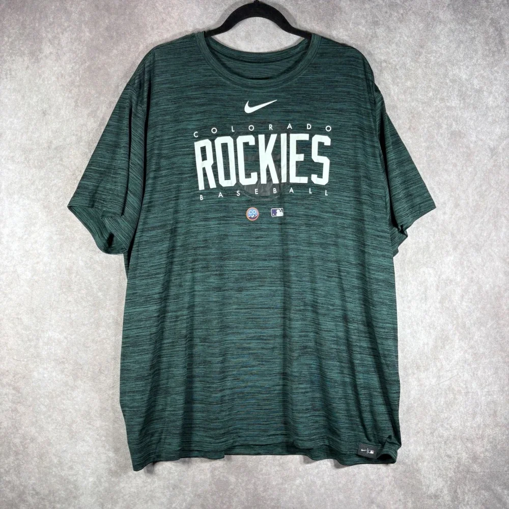 Nike T-Shirt Mens 3XL Green Colorado Rockies Baseball Dri-Fit Graphic Tee Active